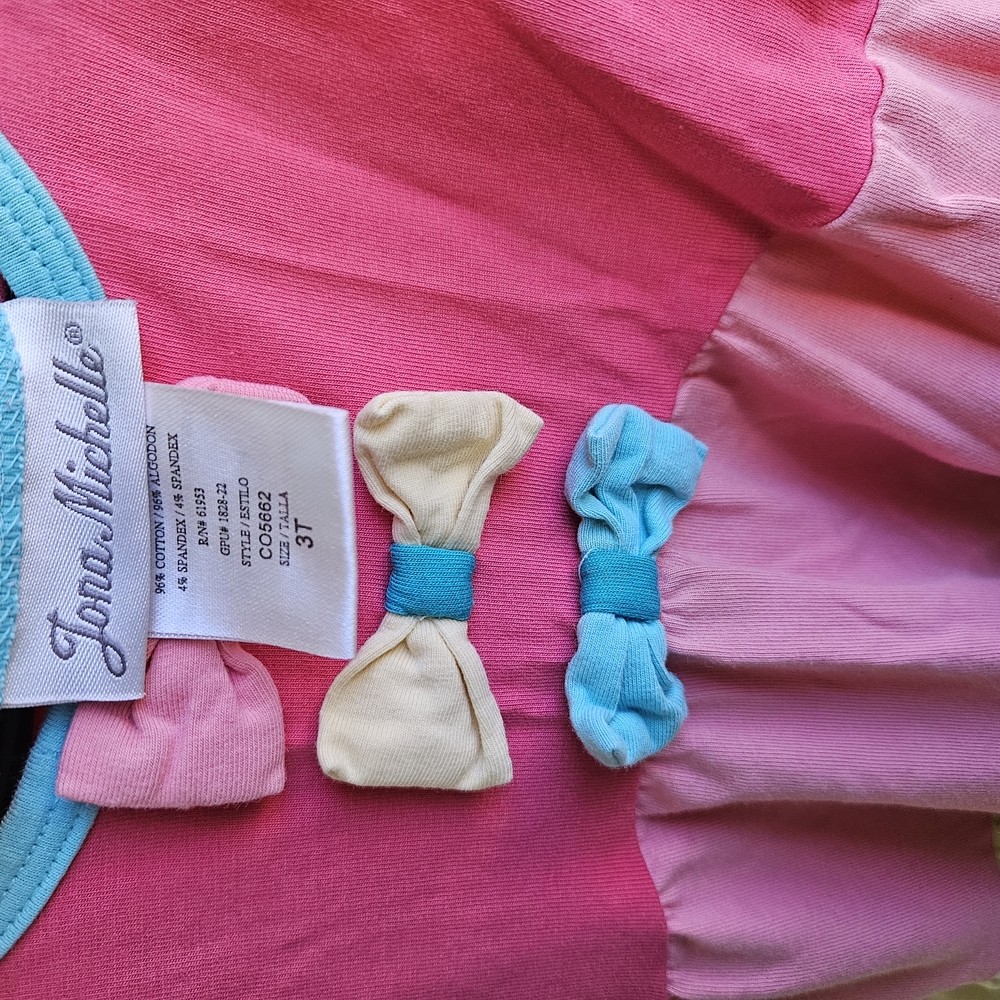 Jona Michelle Pink and Blue Casual Dress with Decorative Bows